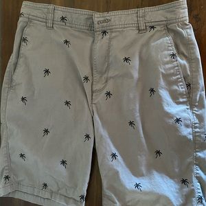 Paper denim and cloth palm tree shorts